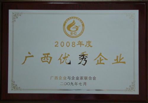 2008年 2008年度廣西優(yōu)秀企業(yè)